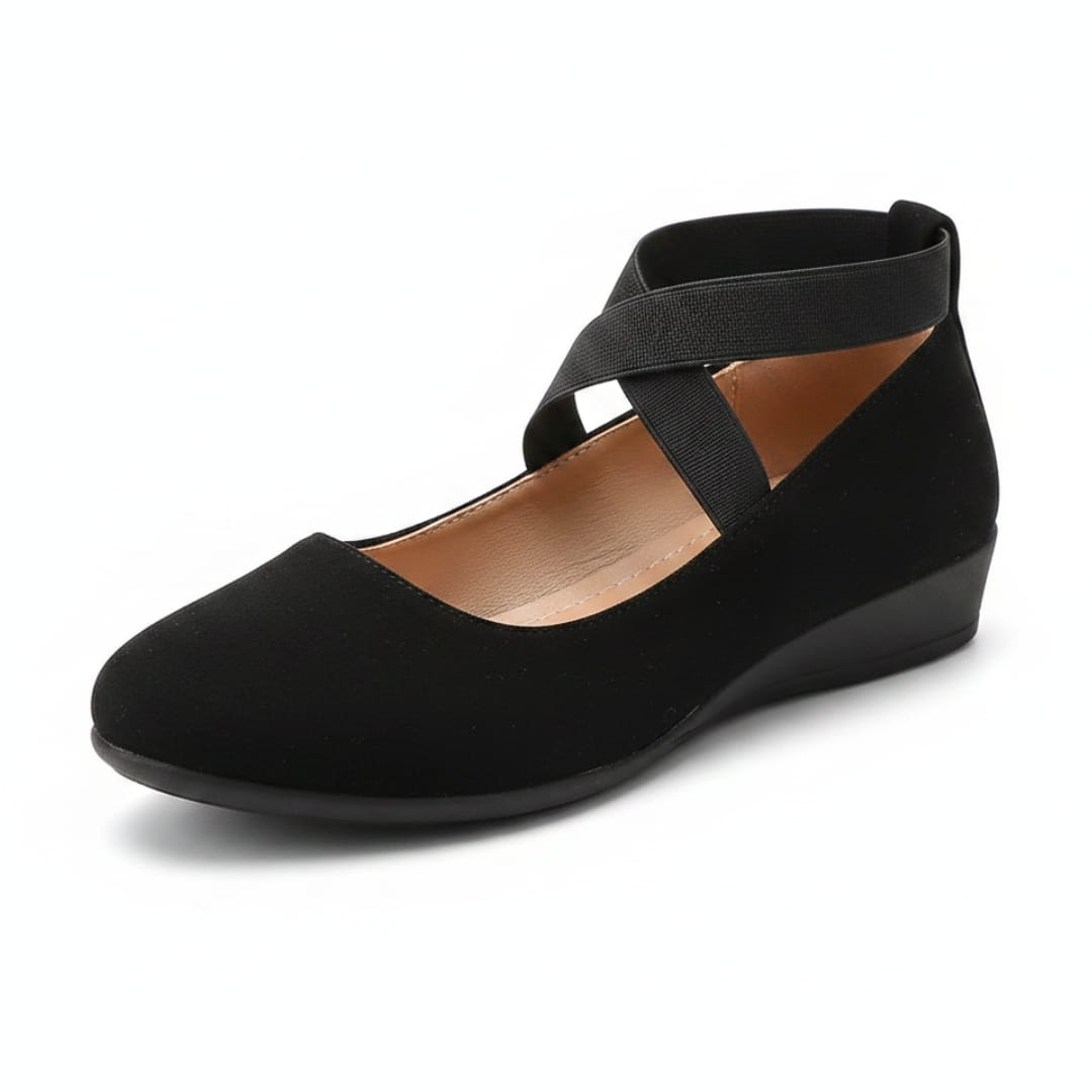 Jenny Chaussures Ballerines Compensées – Confort À Enfiler Bride Élastique Croisée