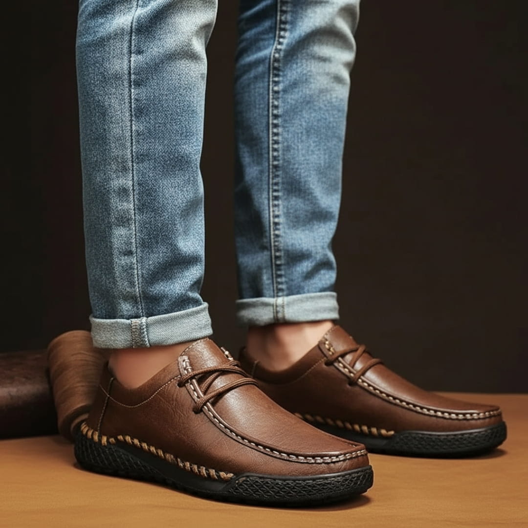 Théo Mocassins en Cuir À Enfiler – Semelle Antidérapante Style Robuste Casual