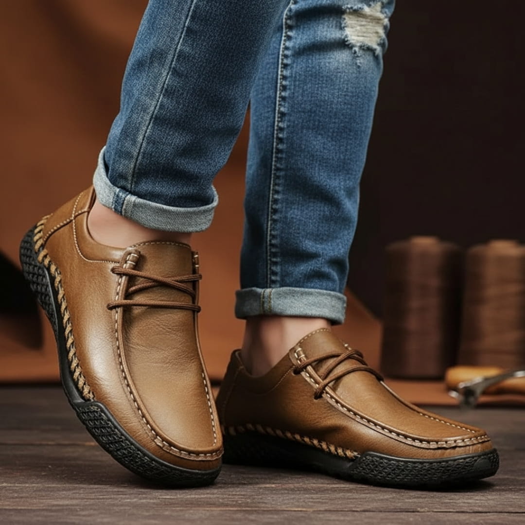 Théo Mocassins en Cuir À Enfiler – Semelle Antidérapante Style Robuste Casual