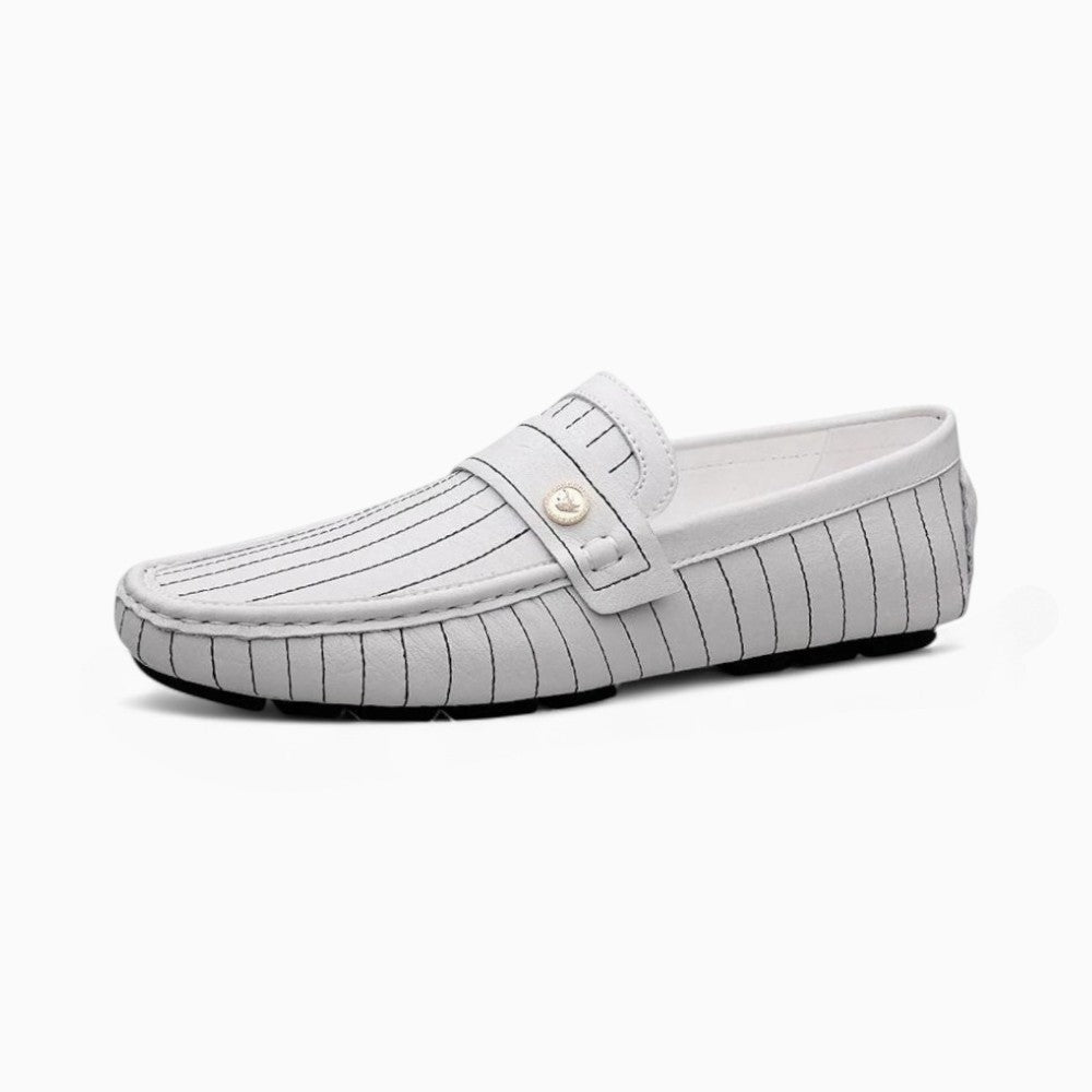 Mocassins Décontractés En Effet Cuir Blanc Pour Hommes
