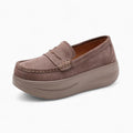 Mocassins Classique En Daim Véritable À Semelle Épaisse