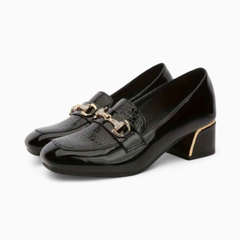 Mocassins Carrés En Cuir Véritable Pour Femmes