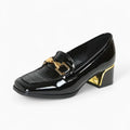 Mocassins Vernis Avec Boucles Noir Femme