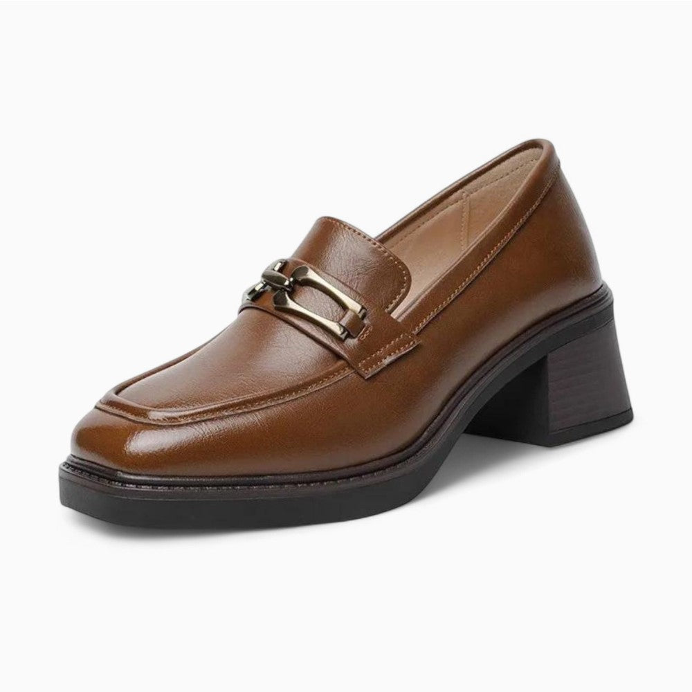 Mocassins Vernis À Talons Et Semelle Épaisse