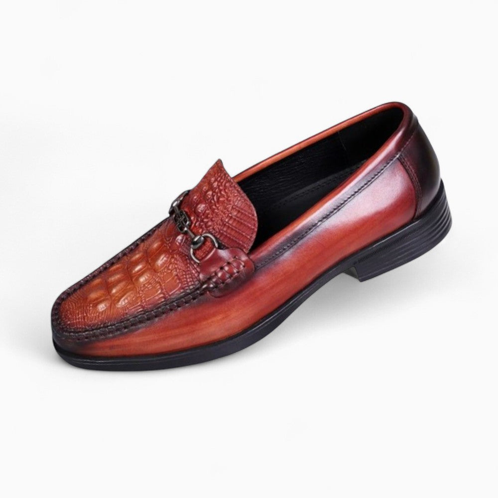 Mocassins Vernis Effet Crocodile De Luxe Pour Homme