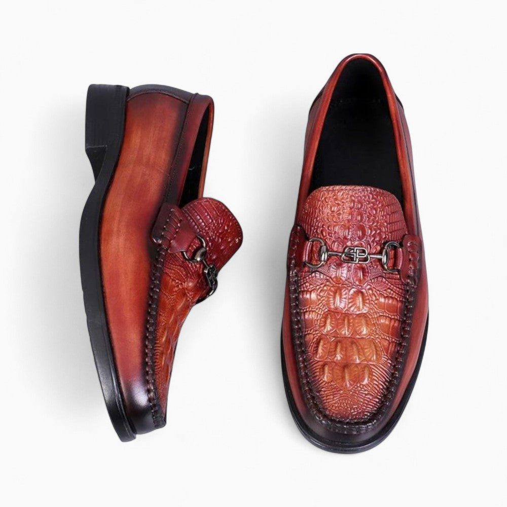 Mocassins Vernis Effet Crocodile De Luxe Pour Homme