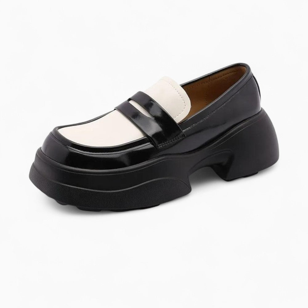 Mocassins Vernis Bicolores À Semelle Épaisse