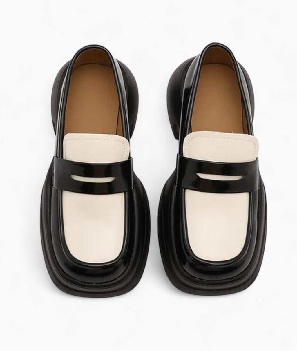 Mocassins Vernis Bicolores À Semelle Épaisse